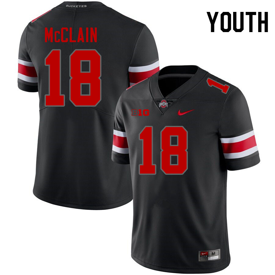 Ohio State Buckeyes Jaylen McClain Youth #18 Authentic Blackout College Football Jersey 2404DXPZ6